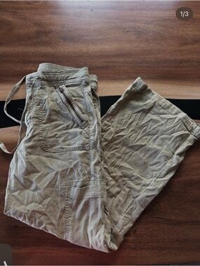 Casual Drawstring Cargo Pants - Light olive green